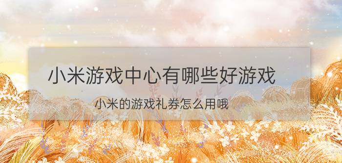 小米游戏中心有哪些好游戏 小米的游戏礼券怎么用哦？